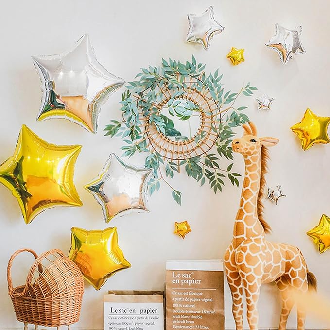 50 Pieces Silver Star Balloons - 5" Small Silver Foil Star Mylar Balloons for Party Decorations