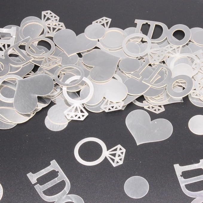 Wedding Confetti, Engagement Confetti for Wedding Shower Decorations, Bridal Shower Confetti for Bridal Shower Decorations, 160 PCS Glitter Silver I DO Confetti for Engagement Table Decorations