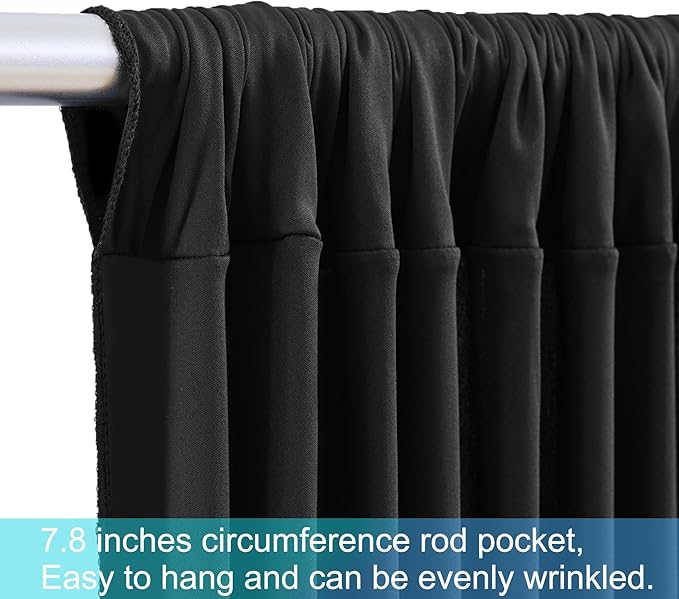 40ft x 12ft Black Backdrop Curtains Wrinkle Free Backdrop Curtain for Wedding Parties Black Fabric Backdrops Drapes Back Drop Cloth Bridal Shower Stage Curtains Wedding Decorations for Reception