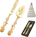 HJX Personalized Wedding Cake Knife and Server Set - Custom Name Engraved Cutting Set with Elegant Gift Box, Ideal for Bridal Wedding Anniversary Birthday Gifts (Rose handle)