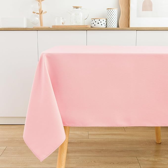 2 Pack Square Table Cloth 60X60 Inch Pink Tablecloth Washable Polyester Solid Dining Table Cover for Birthday Party Dinner Holiday Outdoor Indoor