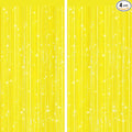 2 Pack Yellow Metallic Tinsel Foil Fringe Curtains, Door Streamers Photo Booth Backdrop for Birthday Party, Tinsel Curtain Backdrop for Baby Shower Bachelorette Christmas Party Decorations