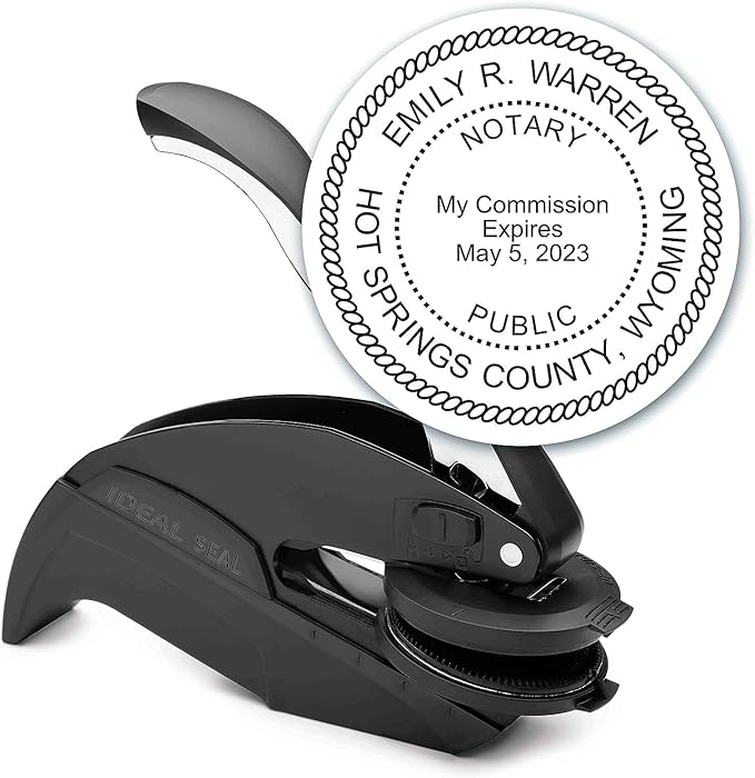 MaxMark Notary Seal Round Embosser for Wyoming State - Includes Gold Burst Seal Labels (50 Count)