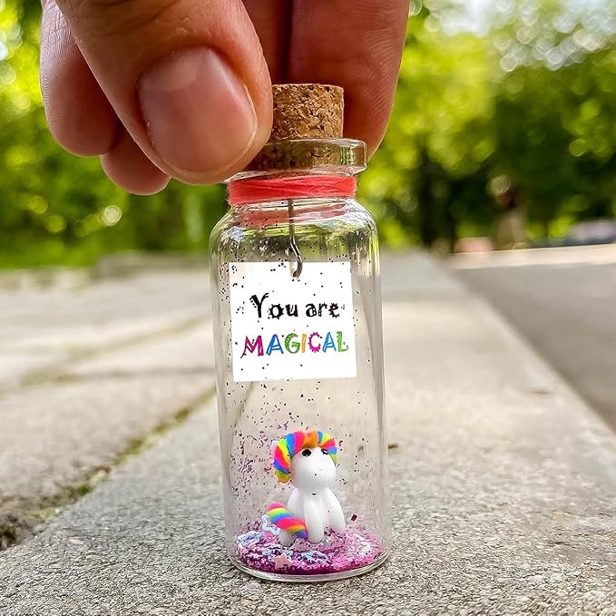 Kseniya Revta Inspirational Message in a Bottle Gift Idea - Classy Gifts for Friends and Family - Unique Boyfriend Girlfriend Presents (Rainbow Unicorn - You Are Magical, Gift Bottle)