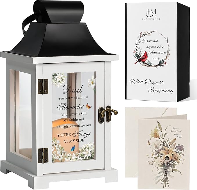 Memorial Lantern Bereavement Gifts in Memory of Loved One Memorial Gifts for Loss of Father Remembrance Sympathy Gifts for Loss of Dad with LED Candle