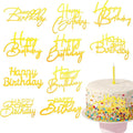100 Pcs Happy Birthday Cake Toppers Mirror Acrylic Cupcake Topper Cupcake Decorations Happy Birthday Sign for Cake Side Inserts Decor Party Supplies 10 Style(Gold)
