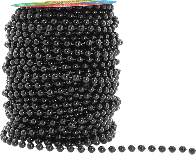 Mandala Crafts 6mm Faux Black Pearl Beads Roll - 27 Yards Strand of Fake Pearls Chain Garlands Spool String for Christmas Tree, Wedding, Party, Vases, DIY Decoration