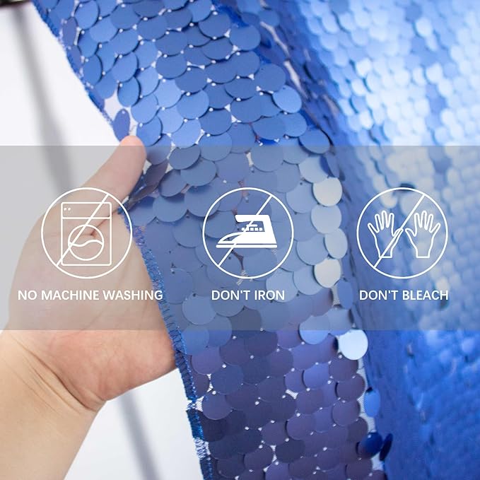 JYFLZQ Blue Payette Sequin Backdrop Curtains 4ft x 8ft 2 Panels Shimmer Wall Backdrop Big Sequin Background Thick Glitter Photo Booth Backdrops for Parties