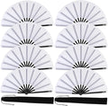 8 Pack Large Folding Hand Fans for Women/Men, Kungfu Taichi Rave Folding Fan with Bag, Large Popping Clacking Fans for Line Dancing, Concert, Party, Festival, Home Decorations(White)
