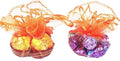 100Pcs Orange Round Organza Bags 9.8 Inch, Sheer Tulle Circles with Drawstring Halloween Candy Pouches, Wedding Party Favor Gift Bags