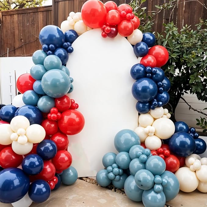Baseball Balloons, 12 Inch Navy Blue Red White Light Dusty Blue Balloons with Baseball Gloves Ball Foil Balloon for Boys Baseball Themed Birthday Baby Shower Sport Theme Party Decorations