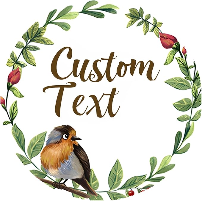Premium Custom Stickers Labels - Personalized Stickers for Businesses Logo and Name. Birthday Pets and Label Product Boxes Wedding Favors Waterproof Labels (Wreath 3, 3 inch)