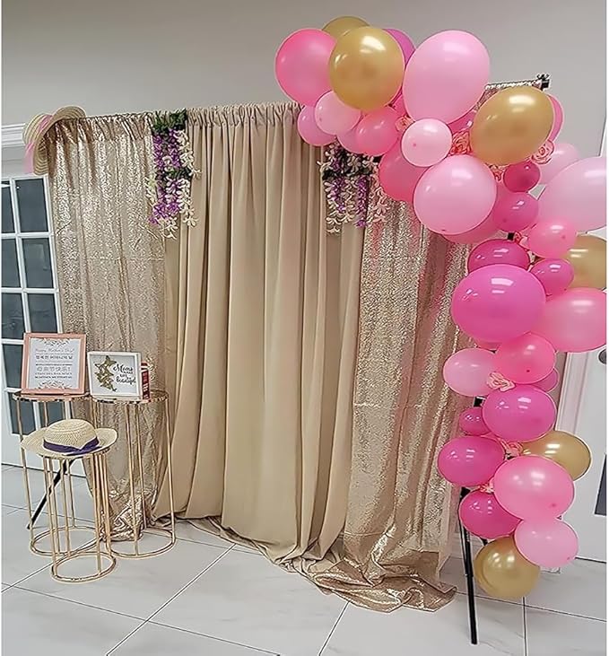 Champagne Gold Sequin Backdrop Curtains Glitter Drapes 2FT x 8FT 2 Panels for Wedding Birthday Party Decorations Bridal Baby Shower Party Supplies Sparkly Photography Background