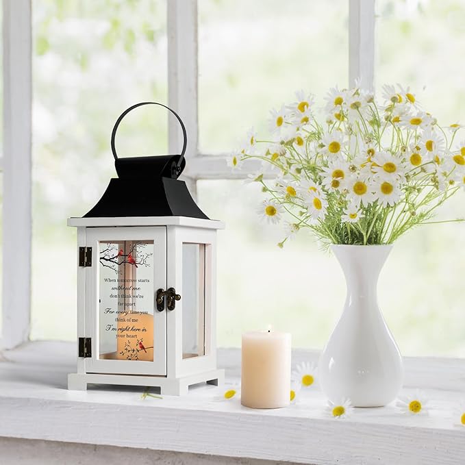Memorial Lantern, Bereavement Sympathy Gifts for Loss of Loved One Mother Father, Bereavement Gifts Thoughtful Funeral Gifts in Memory of Loved One with LED Candle
