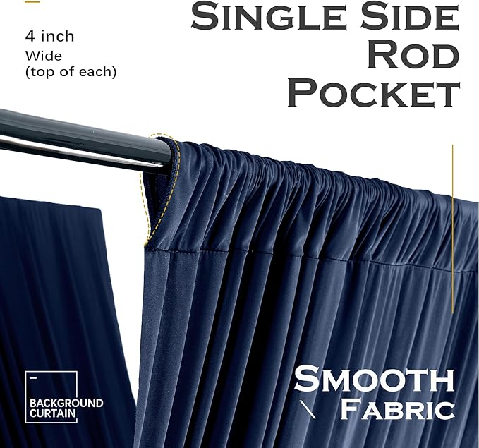PartyVillage 10ftx40ft Navy Blue Ceiling Curtain for Wedding Parties – 2 Panels Wrinkle-Free 40 FT Long Tent Draping Curtains for Wedding, Birthday & Theme Parties, 40ft Height with Rod Pocket