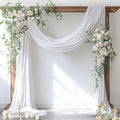 Socomi White Sheer Wedding Arch Draping Fabric 29" x 20Ft 2 Panels Outdoor Curtain Drapes Extra Long for Bridal Baby Shower Ceremony Birthday Party Decor