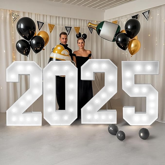 4FT Marquee Light Up Numbers - Cool White Light Up Numbers 0 with Fixed Water Bag, Party Decoration Large Marquee Light Up Numbers can Be Used for Wedding Decoration, Birthday Party Decoration