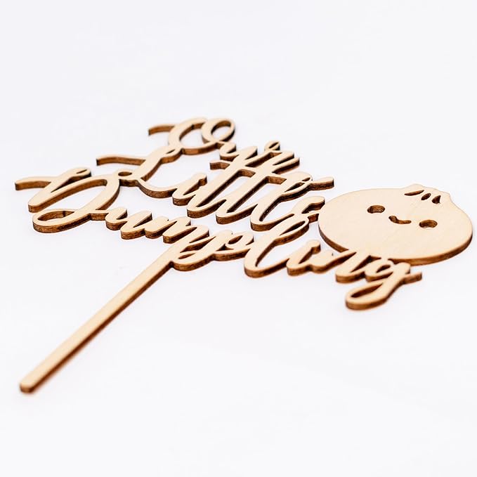 Little Dumpling Wood Cake Topper - Baby Shower Party Decor, Dumpling Themed Party Supplies