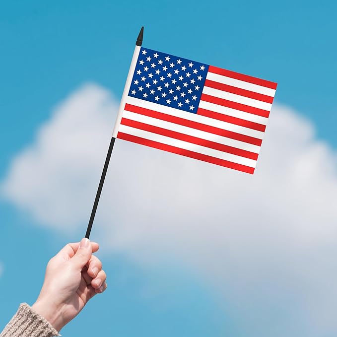 12 Pack USA Desk Flags, American Desktop Flag, Small Miniature Office Flags with 12" Black Pole and Black Base, Offices, Classroom, Home, Festival Decoration (USA)