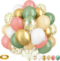 Sage Green and Dusty Pink Balloons, Retro Pink and Green White Gold Confetti Baby in Bloom Balloons for Girls Women Fairy Floral Wildflower Birthday Woodland Baby Shower Garden Tea Party Decorations