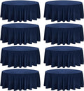 8 Pack Premium Round Tablecloth 120 Inch Round Table Covers Washable Polyester Fabric Round Table Clothes for Wedding Party Reception Banquet Buffet Restaurant (Navy Blue, 120 Inch)