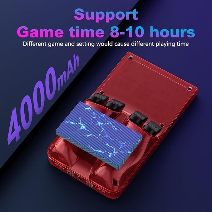 R36MAX Retro Handheld Game Console, 4.0 Inch 720x720 IPS Screen, Built-in 22,000+ Classic Game, Portable Hand Held Open Source Linux System, 4000mAh Battery Retro Gaming Console (Red 128GB)