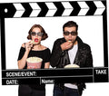 Large Wooden Movie Night Party Decorations, Movie Night Photo Booth Props, 25.59 x 15.75 Inch Photo Frame Film Theme Clapper Wooden Board for Birthday Party Supplies