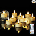 Amagic Flameless Timer Remote Tealights Candles, 3D Black Wick Flickering Tea Lights, 400+Hour Ivory Votive Candles Battery Operated, Set of 12 for Wedding Table Decor, Halloween, Christmas, Holiday