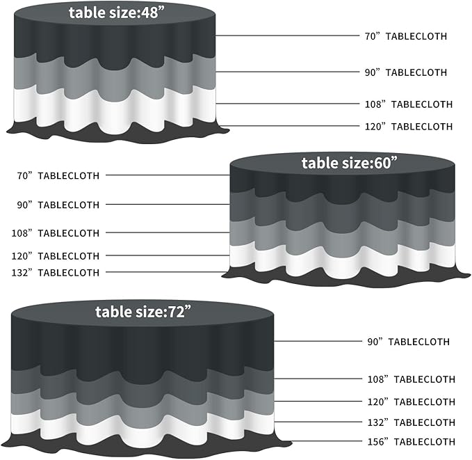 Fokitut 6 Pack Round Tablecloth, 120 Inch, Stain Resistant and Wrinkle Polyester Table Cloth, Fabric Table Cover for Kitchen Dining, Wedding, Party, Holiday Dinner-Navy
