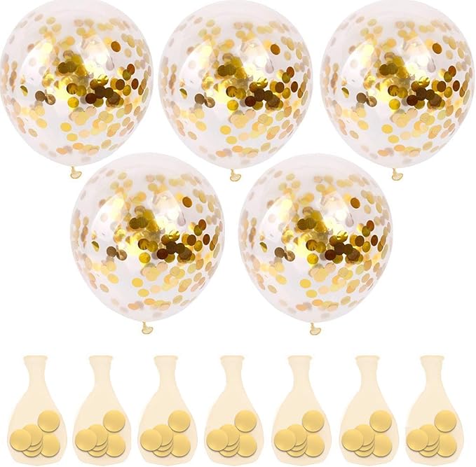50pcs Gold Confetti Latex Balloons, 12 inch Gold Balloons with Golden Paper Dots for Graduation Wedding Birthday Baby Shower Party Decorations