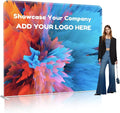 Custom Stand Backdrop with Aluminum Stand, 7.5x7.5ft Commercial Tension Fabric Banner, Single-Sided Printing for Trade Show, Weddings, Party, Business