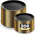 KIRE 200Pcs Black Plastic Plates - Black Plates Disposable for Party - Include 100 for Dinner and 100 for Dessert for Birthday/Wedding/Halloween