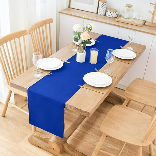 2 Pack Blue Table Runner 12 x 90 Inch Solid Color Farmhouse Runners Coffee Table Dresser for Daily Party Home Decoration