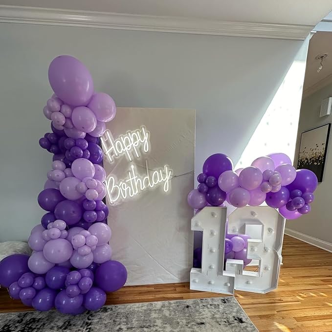 Purple Balloons,50Pcs 12 Inch Metallic Lavender Black Purple Confetti for Princess Girl Birthday Bridal Shower Wedding Anniversary Party Supplies