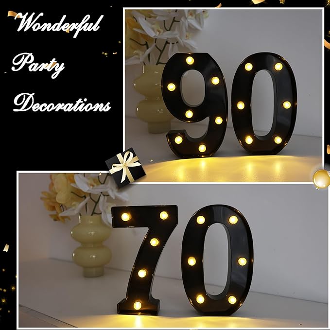 LED Marquee Numbers, 8.58 Inch Led Light Up Numbers for Party, Small Light Up Letters, Battery Powered Lighted Number for Table, Birthday, Night Light, Christmas or Home Decor (Black, Number 9)