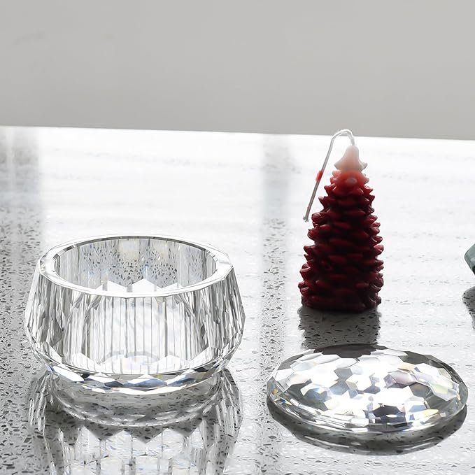 Crystal Jewelry Jar with Lid, Crystal Wedding Candy Buffet Jar, Home Decoration Party Cotton Swab Storage, Office Birthday Gift