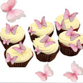 YOcity 48Pcs Edible Butterflies Cake Cupcake Toppers Pink Wafer Paper Butterfly Cake Decorations for Wedding Birthday Party Cupcakes Decorating Pink