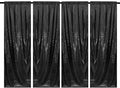 Black Sequin Backdrop Curtains 4 Panels 2FTx8FT Glitter Photo Backdrop Sparkle Background for Birthday Bridal Weeding Halloween Decorations
