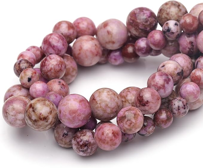 10mm Natural Stone Beads for Jewelry Making,Pink Imperial Turquoise Polished Smooth Round Gemstone Beads for Bracelet Necklace 15 Inch
