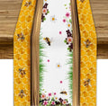 Watercolor Honeycomb Table Runner, Farmhouse Spring Summer Autumn Fall Floral Daisy Bee Print Kitchen Dining Table Decoration for Home Party Decor, 13x60inch
