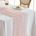 Fanami 6 Pack Pearl Table Runner -10FT Dusty Pink Boho Tulle Table Runners 120 Inches Long Rustic Sheer Lace Fabric Centerpieces for Wedding Arch Birthday Party Bridal Veil Baby Shower Decorations