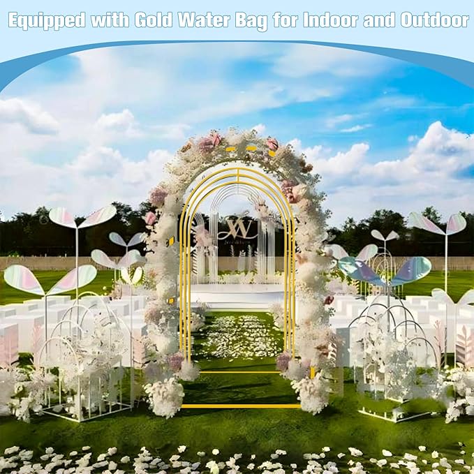 Bazen Wedding Arch Backdrop Stand 7.2FT, 6.6FT, 6FT Set of 3 Metal Arch Backdrop Stand for Birthday Party Wedding Ceremony Bridal Baby Shower Banquet Party Event Decor