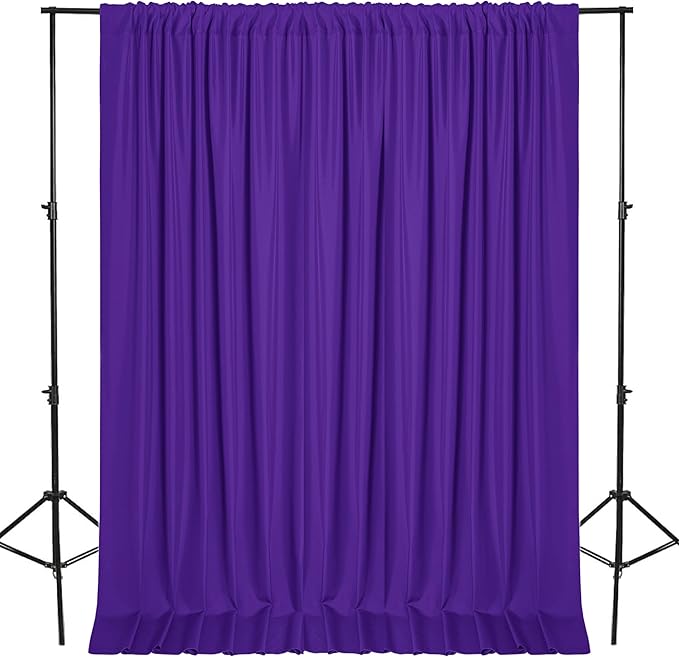 DWCN 10x10 FT Backdrop Curtains for Parties, Photography Backdrop Drapes with Rod Pockets for Wedding Decorations Stage Birthday Family Gatherings, 2 Panels 5ft x 10ft, Purple