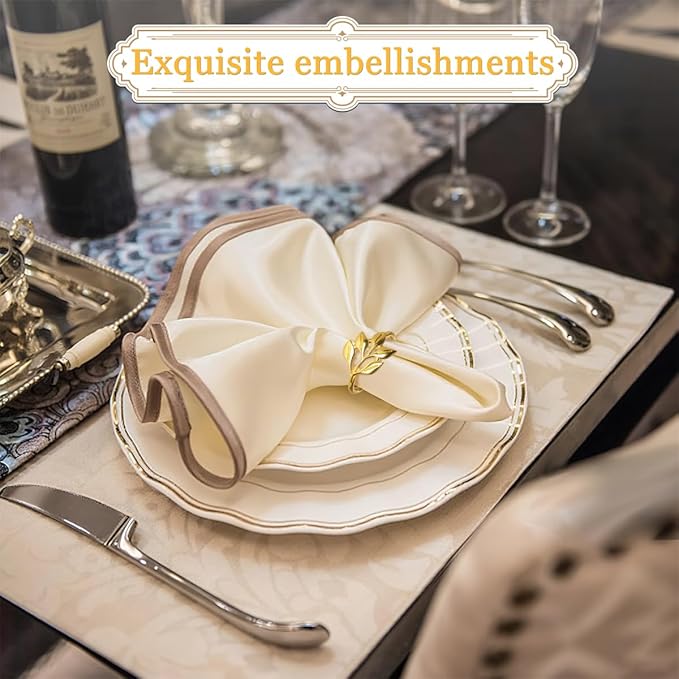 40 Pcs Leaf Napkin Rings Set, Gold Metal Napkins Rings Holders Bulk for Cloth Napkins Table Adornment for Wedding, Birthday, Thanksgiving, Christmas, Banquet, Dinning Table Decorations