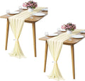 2 Pack 10Ft Light Yellow Chiffon Table Runner Sheer 29x120 Inch for Romantic Wedding Decor Bridal & Baby Shower Birthday Rustic Party Decoration