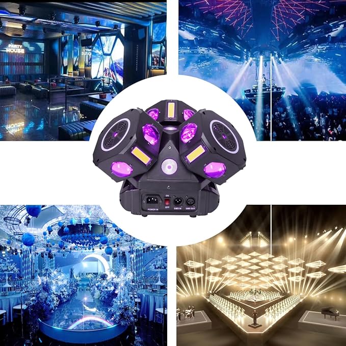 Moving Head DJ Lights for Parties, 16X10W RGBW 4-in-1 Party Light with Strobe Stage Effect Beam Lights Controlled by 18CH DMX-512/Sound Activated for Christmas KTV Wedding