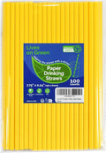 Solid Yellow Disposable Paper Drinking Straws 7.75 inch 100 Counts - for Beverage, Birthday, Party, DIY Arts Crafts