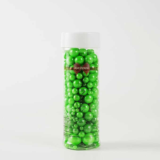 Kasvan Halloween Green Pearl Sugar Sprinkles - Edible Candy Pearls 130g/4.58 Oz, Mix Size, Baking Cake Decorations, Ice Cream Toppings and Cookie Decorating, Wedding Party Chirstmas Supplies