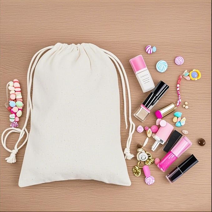 gobyhumm 20 Pieces Pure Cotton Drawstring Bags Muslin Bags Sachet Bag for Home Supplies （4 * 6"）