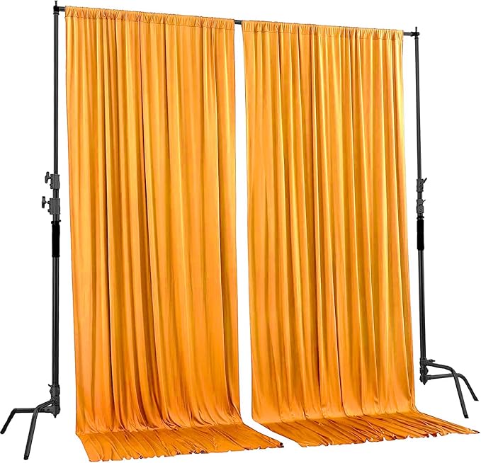 AK TRADING CO. 10 feet x 10 feet Black Polyester Backdrop Drapes Curtains Panels with Rod Pockets - Wedding Ceremony Party Home Window Decorations